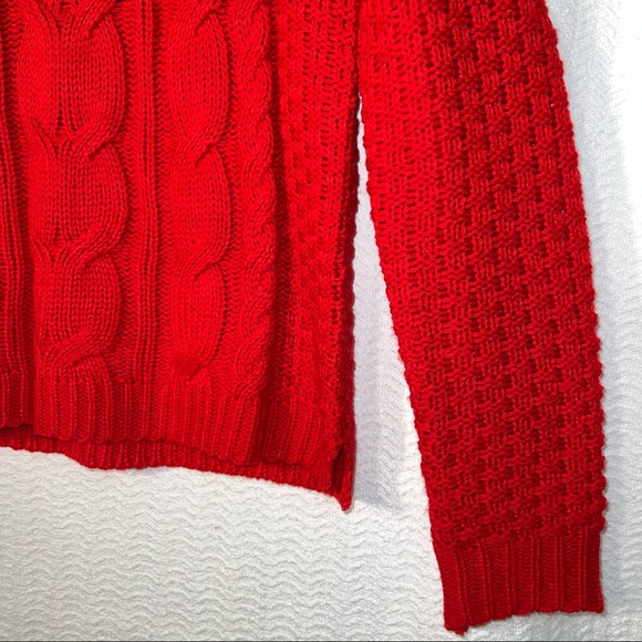 so / bright red cable knit scoop neck pullover sweater size small womens - Picture 4 of 7